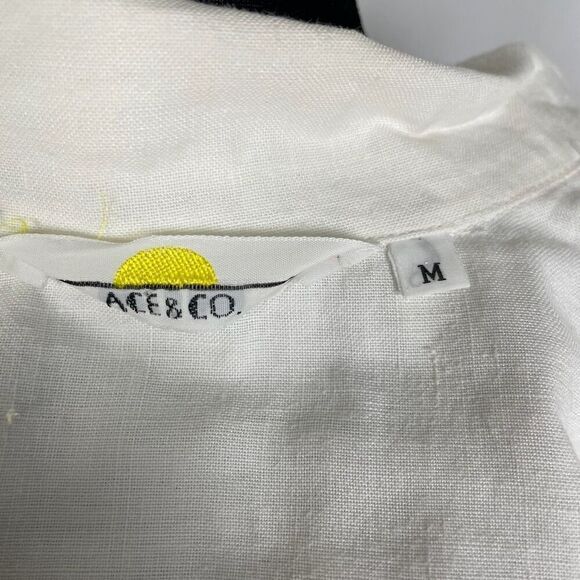 Vintage Cotton Ramie White Cropped Safari Button Down Shirt - Women’s M - Picture 5 of 6